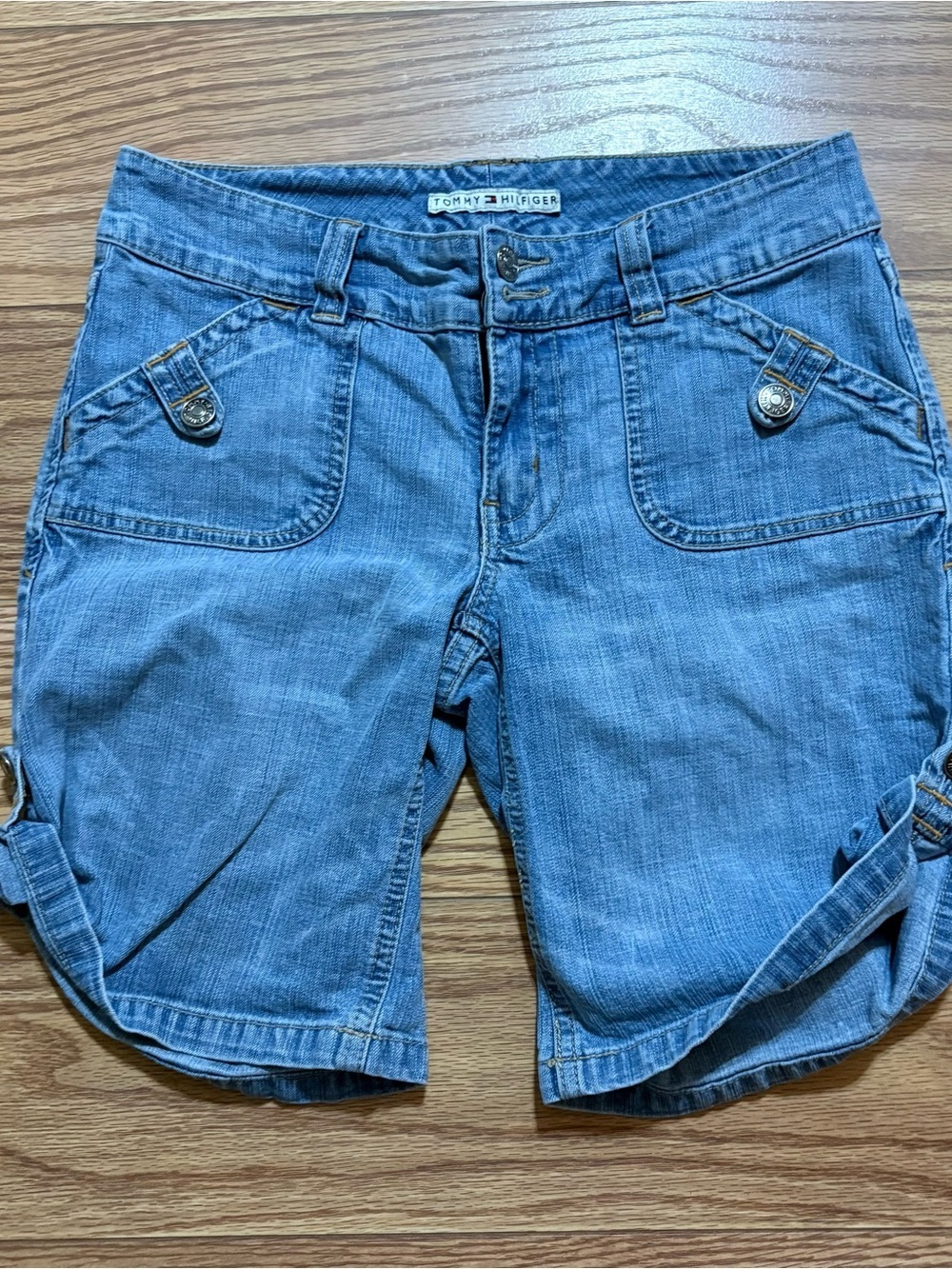 Vintage 90s Tommy Hilfiger Denim Jean Shorts Preppy Size 0